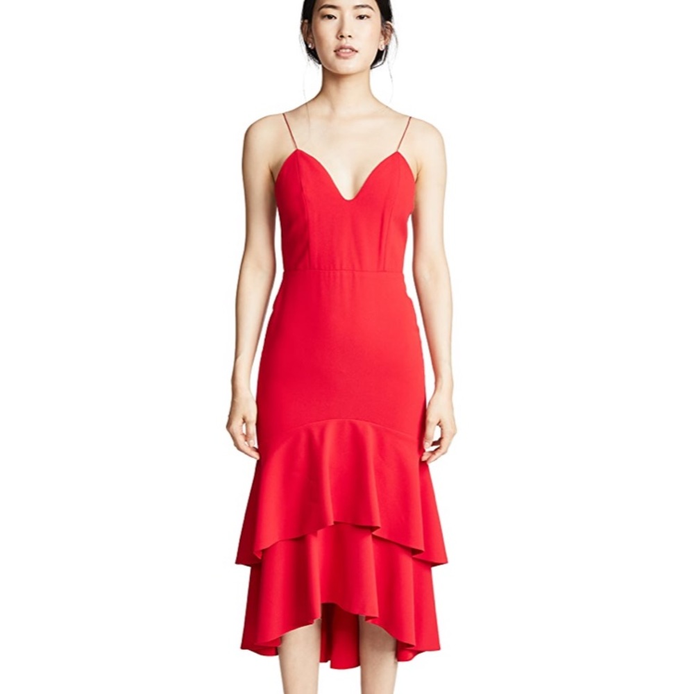 Alice + Olivia red plunge-neck dress